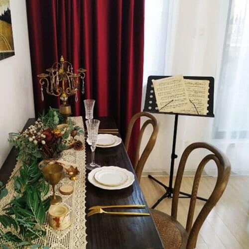Nordic Light Luxury Wine Red Silk Velvet Curtains for Living Room Bedroom Study Dining Table Blackout Curtains Custom