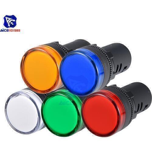 AD16-22D/S Blue Green Red White Yellow LED Indicator Pilot Signal Light Lamp AC/DC 110V Flush Panel Mount 7/8" 22mm