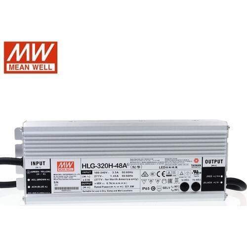 MEAN WELL LED Power Supply HLG-320H-48A 48V Adjustable LED driver 110V/220V AC to 48V DC 6.7A 320W waterproof IP65 Transformer