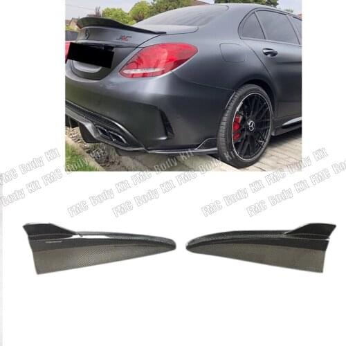 Real Carbon Fiber Rear Bumper Rear lip Angle protector For Mercedes Benz C class W205 C205 C180 C200 C300 C63 2016 - 2019