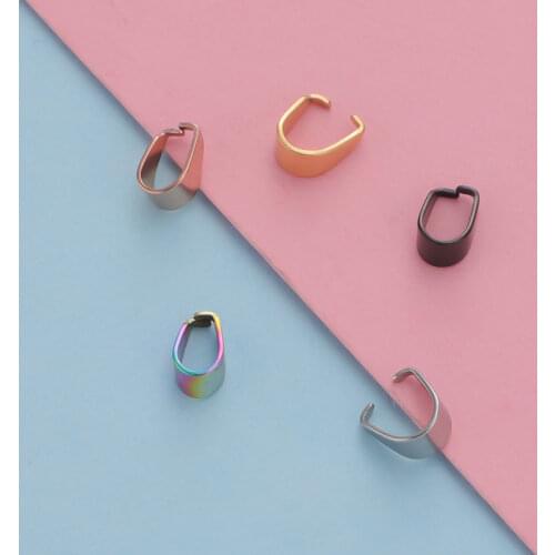 Fnixtar 100Pcs 3*7mm Gold Rose Gold Color Stainless Steel Pendant Clips Clasps DIY Pinch Clip Bail Connector Jewelry Findings