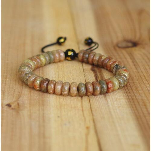 Women Men Bracelet Disc Shape Red Green Onyx Beads Friendship Bracelets Strand Charm Chakra Handmade Jewelry Gifts