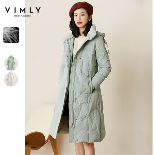 Vimly 2020 Winter Long Jacket Women Fashion New Hooded Zipper Doudoune Thicken Warm Parkas Elegant Coats Female Outwear 50055