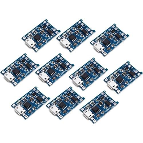 10PCS 5V 1A Micro USB 18650 Lithium Battery Charger Controller Module+Protection Dual Functions