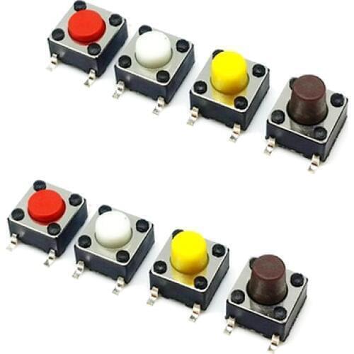 1000Pcs 6*6*6/6.5/7/7.5mm SMD Micro Push Button Tactile Tact Electronic Switch Brown/Blue/Black/Red/Orange/Green/Yellow/White