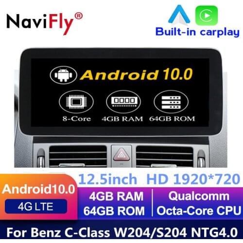 12.5" HD1920*720 Android 10 For Benz C-Class C Class W204 S204 2008 2009 2010 NTG4.0 car navigation auto audio car radio gps 4G