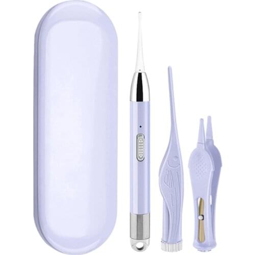 3 Pcs Earpicks Ear Wax Removal Tools with LED Light Ear Spoon Digger Tweezers Nose Cleaning Pick Nipper for Adult Kids Baby Gift
