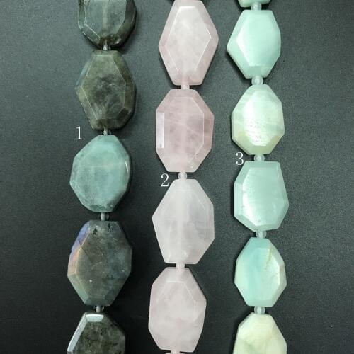 3 Stone Choice,11-13PCS Natural Labradorite Rose Quartzs Amazonite Faceted Slab Slices Cut Nugget Pendant Beads Jewelry Making