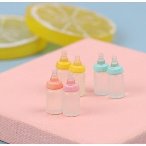 6Pcs/set 1:12 Dollhouse Miniatures Milk Bottle Baby Bottle Model Doll House Decor Random Color