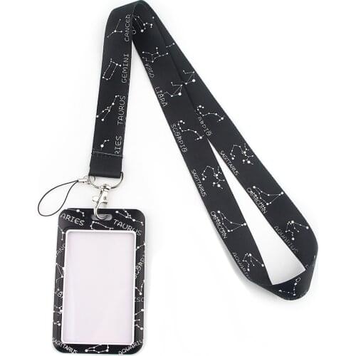 DZ1293 Astrology Twelve Constellations Lanyards for Key Neck Strap For Card Badge Gym Key Chain Lanyard Key Holder Hang Rope