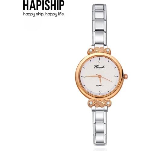 Hapiship 2021 Fashion Men Womens Stainless Steel New Rose CZ Watch Bracelet Bangle For Friend Wife Birthday Jewelry Gift G103