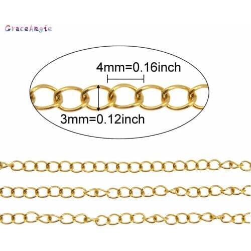 GraceAngie 1 Meter Stainless Steel Welded Cross Chain mix Chain For Necklace Jewelry Accessories DIY Findings