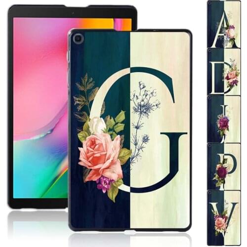 Casual Case for Samsung Galaxy Tab A 10.1 2019 T510/T515 Initial Name Letter Pattern Plastic Tablet Hard Shell Cover+Free Stylus