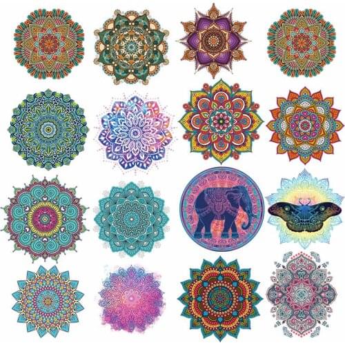 Mandala Flowers Heat Transfers For Clothing Applique Iron On Patches On Clothes Mandala Patch Iron On Transfer Patch Stripes