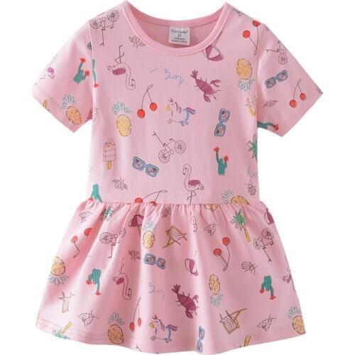 Funnygame Kids Animals Dresses for Princess Summer Cotton Children Clothing Hot Selling School Toddler Girls Dress
