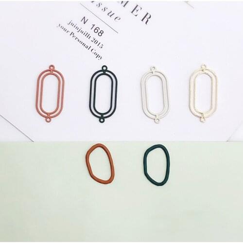 DIY earring material, copper spray matte frosted paint double hanging KC gold accessories, cold wind irregular oval pendant