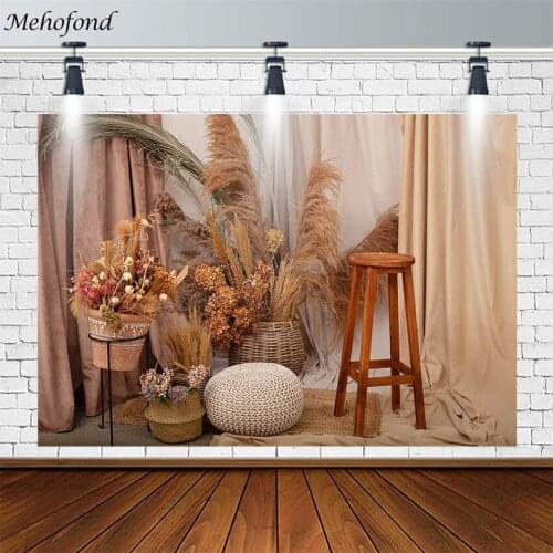 Baby Shower Backdrop Flower Reed Curtain Basket Girl Birthday Newborn Subject Photography Background Photostudio Photocall Props