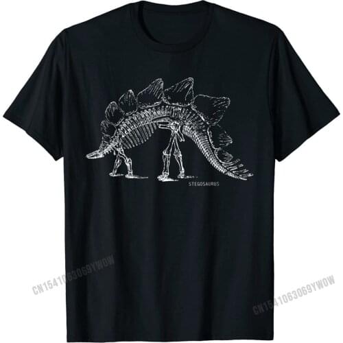Stegosaurus Dinosaur Skeleton T Shirt, Nerdy Biology Gift Unique Cotton Student Tops Shirts Camisa Fashion T Shirts