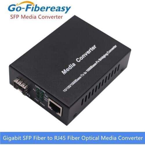 Gigabit SFP Fiber Media Converter 1000Mbps SFP Fiber to RJ45 Optical Media Converter with SFP SC/LC Module Compatible Mikrotik