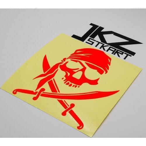 JKZ STKART Vinyl Die Cut Sticker Car Decal Head Scarf Pirate Skull 12.8 x12cm for Motor Bike Laptop Helmet Decorated Sticker