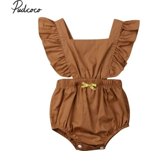 2019 5 Color Cute Baby Girl Ruffle Solid Color Romper Jumpsuit Outfits Sunsuit for Newborn Infant Children Clothes Kid Clothing