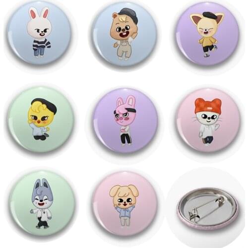 KPOP Stray Kids Cartoon Round SKZOO Brooch Badge Bag Accessories Bang Chan Felix CHANGBIN Daily Decoration G43