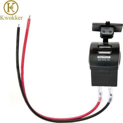 KWOKKER Car Cigarette Lighter Socket Splitter 12V-24V Dual USB Car-charger Cigarette Lighter 12V-24V Plug Adapter