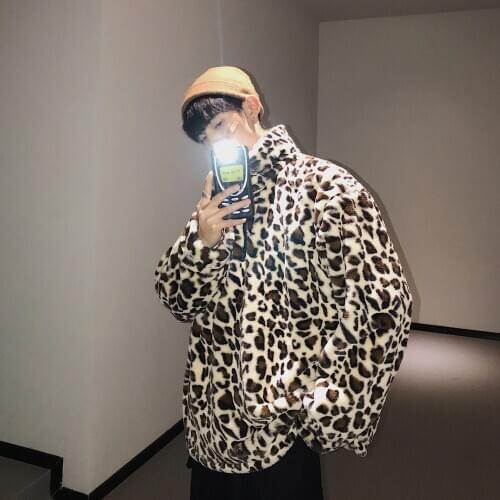 2021 Autumn Mens Leopard Printing Pullover Hooded Zipper Hoodies Cotton Coats Casual Clothes Brown/Apricot Color Sweatshirts