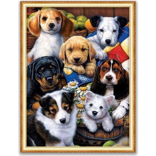 Animal Dog Rottweiler DIY 11CT Cross Stitch Embroidery Kits Needlework Craft Set Cotton Thread Printed Canvas Home Decoration
