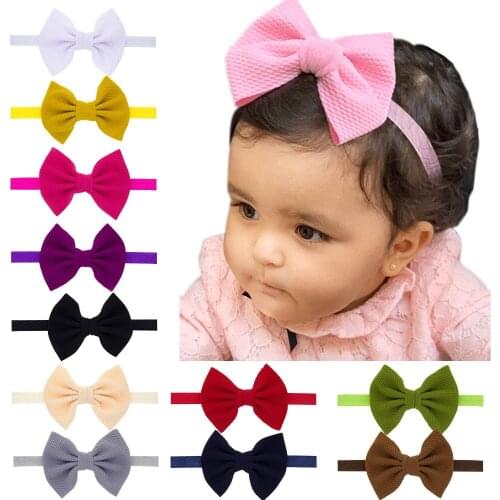 Nishine 1PCS New Bowknot Headband Cute Newborn Baby Elastic Bow Hair Bands Headwear Birthday Gift Photo Props