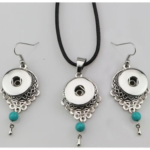 Wholesale Fashion Metal Diy Interchangeable 18mm Diy Snap Buttons Charms Necklace Earrings Jewelry Sets For Women Girls ST004