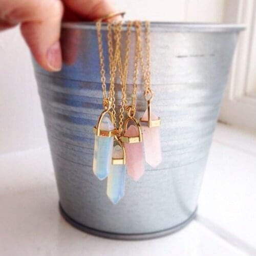 Fashion Trend Crystals Necklace Bohemian Hexagon Opal Pendant Necklace Female Hexagon Crystal Necklace Gift 2021 NEW