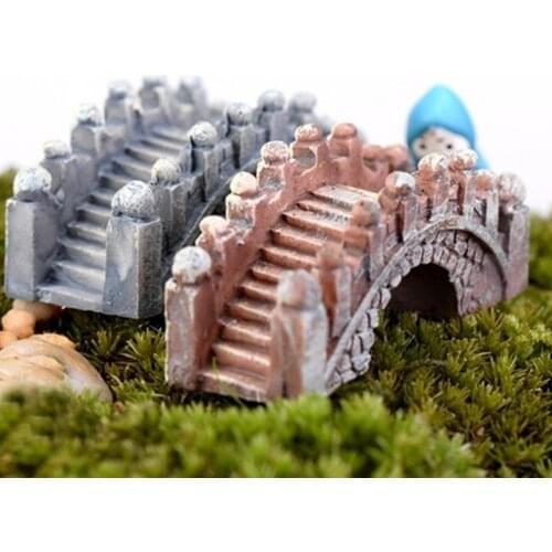 2Pcs Resin Bridge Miniature Landscape Ornament Garden Bonsai Dollhouse Decor