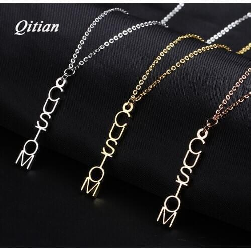 Custom Any Vertical Russian Nameplate Choker Stainless Steel Personalized Name Necklaces & Pendants Romantic Gift for Women