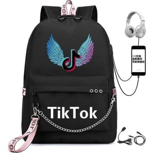 School Backpack Hot TIK TOK Teenagers School Backpack USB Port Monokuma School Bag Bear Pattern Student Book Travel Bag