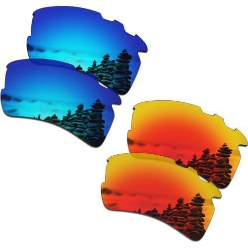 SmartVLT 2 Pairs Polarized Sunglasses Replacement Lenses for Oakley Flak 2.0 XL Vented Ice Blue and Fire Red