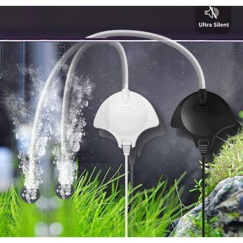 Super Silent Aquatic Airpump With Air Stone Hose Air Tube Sucker Mini Hang On quiet Air Pump Aquarium for Fish Tank Black/White