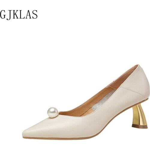 Wedding Shoes Women Leather High Heels Elegant Concise Style Higheels Lolita Tea Party Shoes for Women with Heels Pump Dames