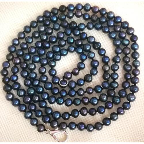50'' 127cm Women Jewelry 8mm black colors pearl beads handmade necklace Natural freshwater pearl gift