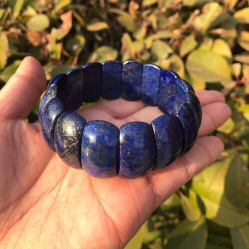 Natural Lapis Lazuli Bracelet Hand Platoon Bangle Crystal Healing Stones Men Jewelry Gift