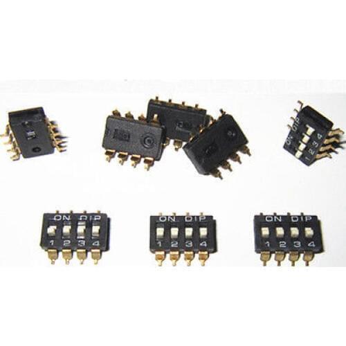 10PCS 4 bit 8Pin SMT SMD Toggle Switches Pitch 2.54mm Dial Code Switch