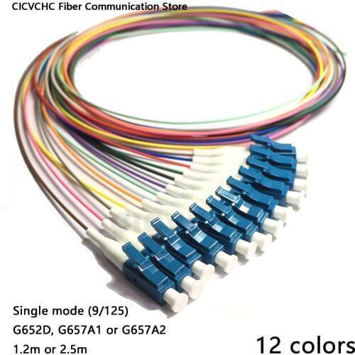 12 Colors LC/UPC-SM(9/125)-G652D, G657A1, G657A2-0.9mm Cable / Optical Fiber Pigtail
