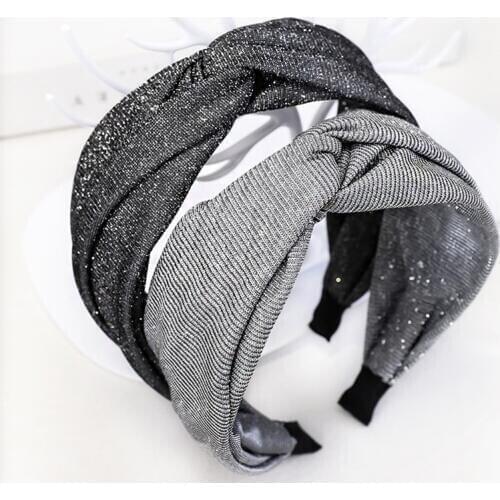 12pcs Women Simple Cross Headband Wide Shinny Bright Fabric Hairbands New Hair Accessories Retro Twisted Headband Korean