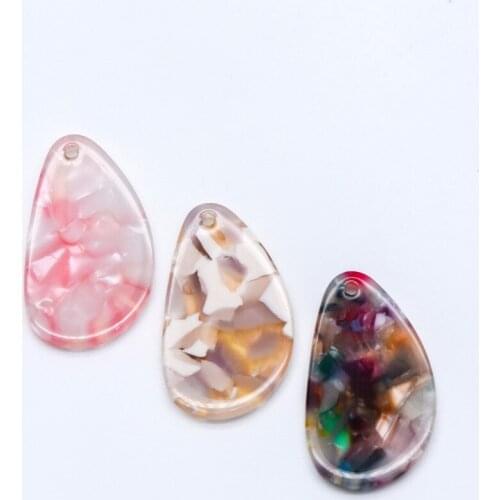 20pcs Tortoise Shell Acetate Teardrop Pendants 28x16mm, Acrylic Craft Earring Components, Resin Geometric Charms (#HT-51)
