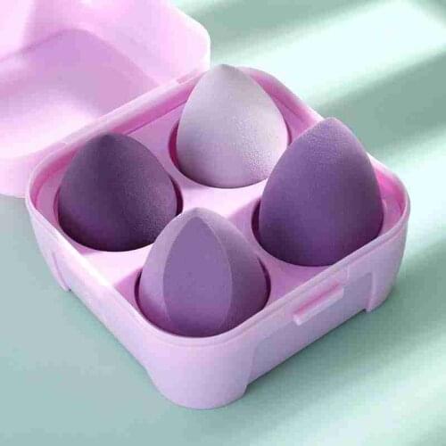 4PCS Makeup Sponge Professional Cosmetic Puff For Foundation Concealer Cream Make Up Blender Soft Water Sponge With Storage Box