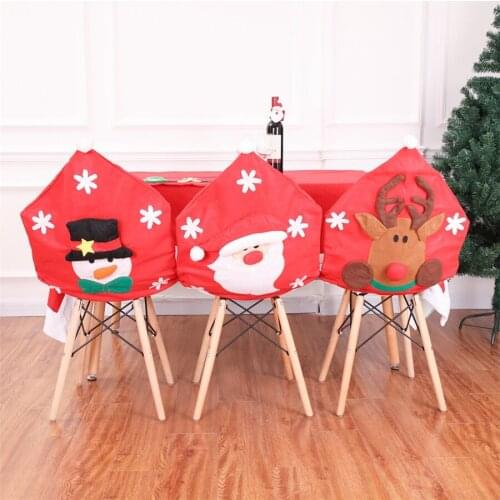 6 pcs Christmas Decoration Chair Covers Dining Seat Santa Claus Home Party Decor Old Man Elk Snowman Party Stool Set Decor