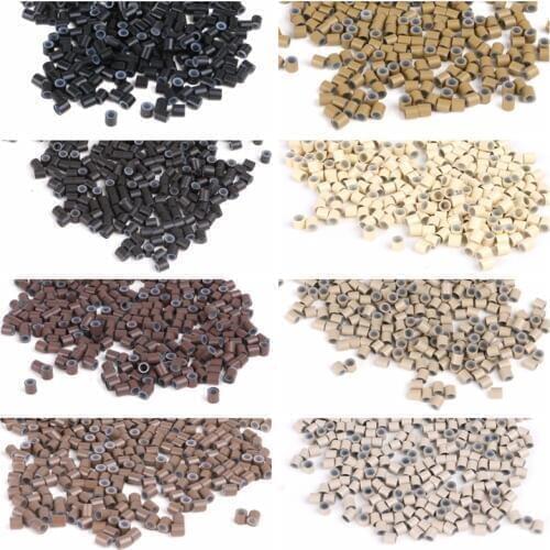 HARMONY 8000pcs 4.0mm Plate Flat Edge Euro Copper Silicone Tubes Micro Rings Beads Links for Synthetic&Human Hair Extensions