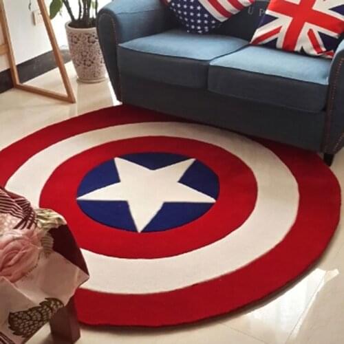 Acrylic Cartoon Round Carpet American Captain shield Carpet kids room Living Room Bedroom area rug Chair children play thick mat
