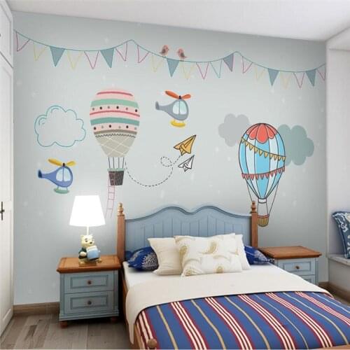 Beibehang custom Cartoon hot air balloon airplane wallpapers for children room background papel de parede 3D mural wall paper