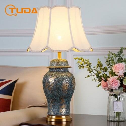 Free shipping American Simple Ceramic Table Lamp for Bedroom Living Room Bedside Lamp LED Night Lamp Study Desk Lamp Home Decor